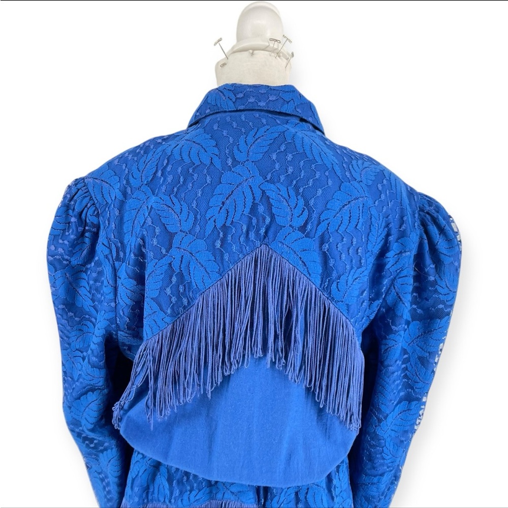 Vintage Blue Western Fringe Dress - Picture 5 of 10
